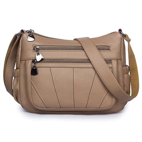 VOLGANIK ROCK Umhängetasche Damen PU leder Schultertasche Damen Weich Handtasche Damen Umhängetasche Mittelgroß Crossbody Bag Damen Alltagstasche Arbeitstasche Einkaufstasche von VOLGANIK ROCK