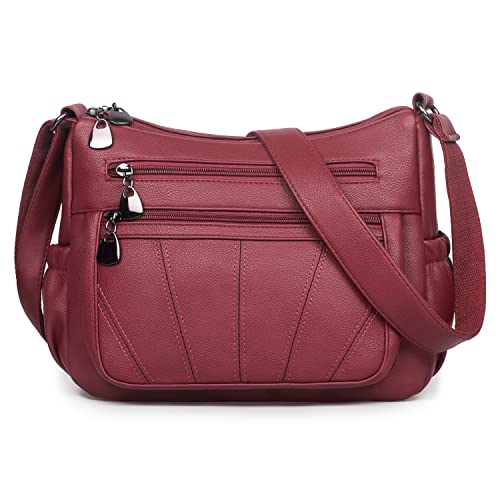 VOLGANIK ROCK Umhängetasche Damen PU leder Schultertasche Damen Weich Handtasche Damen Umhängetasche Mittelgroß Crossbody Bag Damen Alltagstasche Arbeitstasche Einkaufstasche von VOLGANIK ROCK