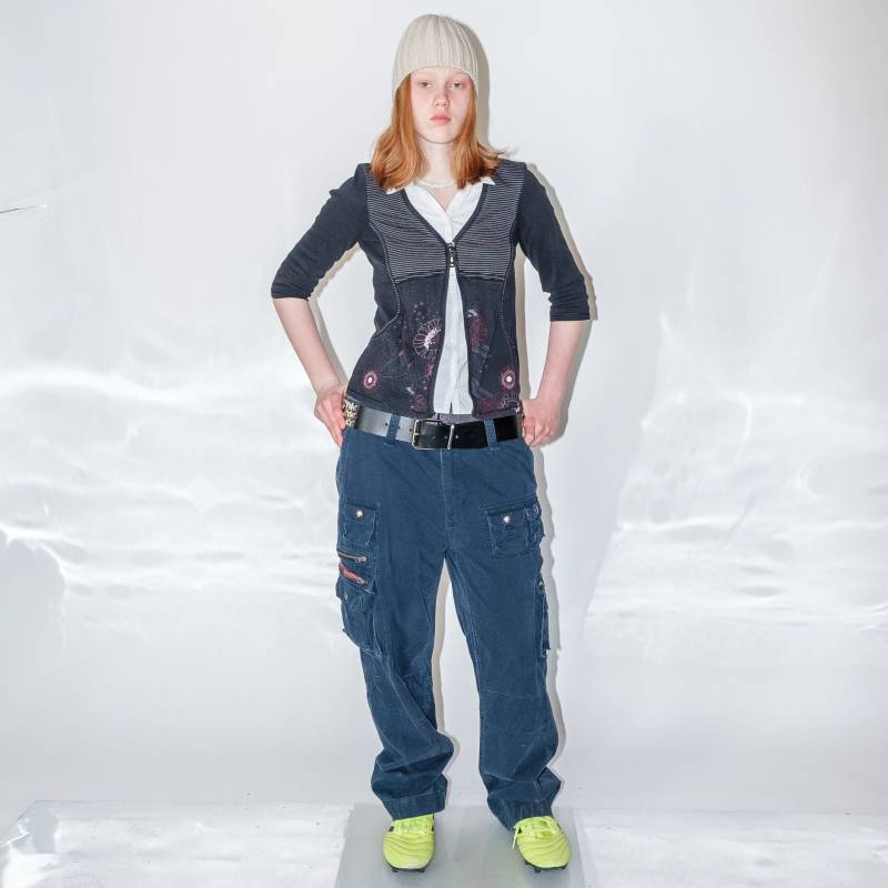 90's Vintage Gerade Cargohose in Mitternachtsblau von VOLGAVINTAGE