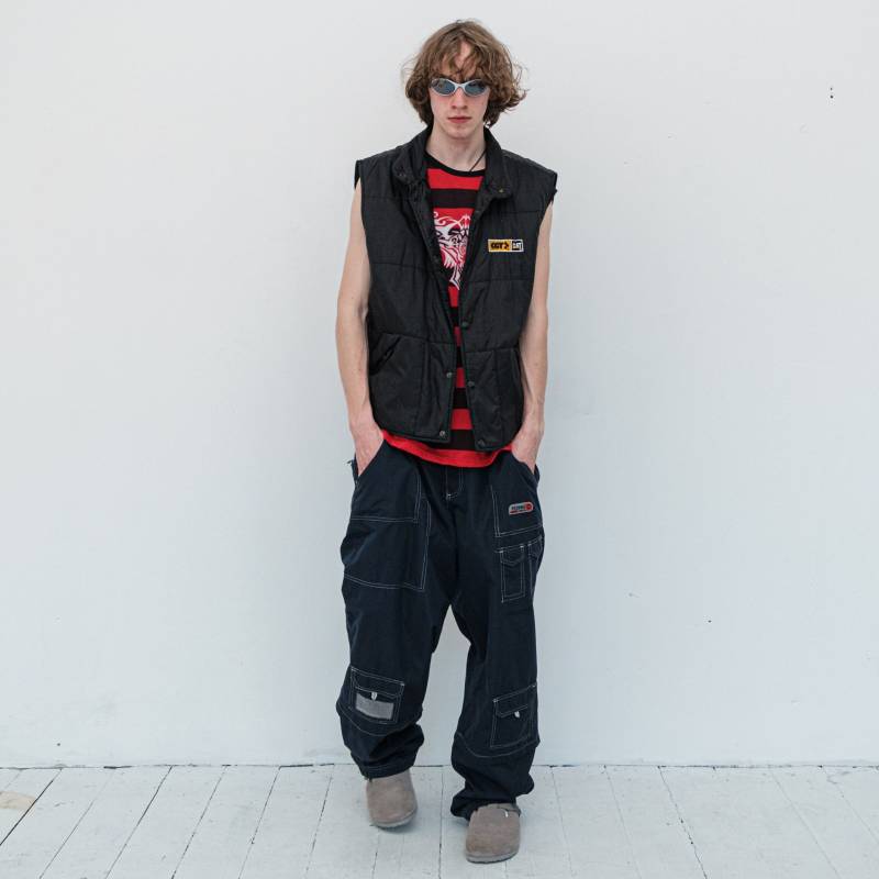 90's Vintage Street Style Steppweste in Spinnenschwarz von VOLGAVINTAGE