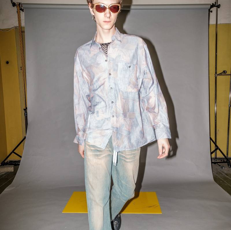 Vintage Y2K Abstrakter Print Langarmshirt Im Pastellton von VOLGAVINTAGE