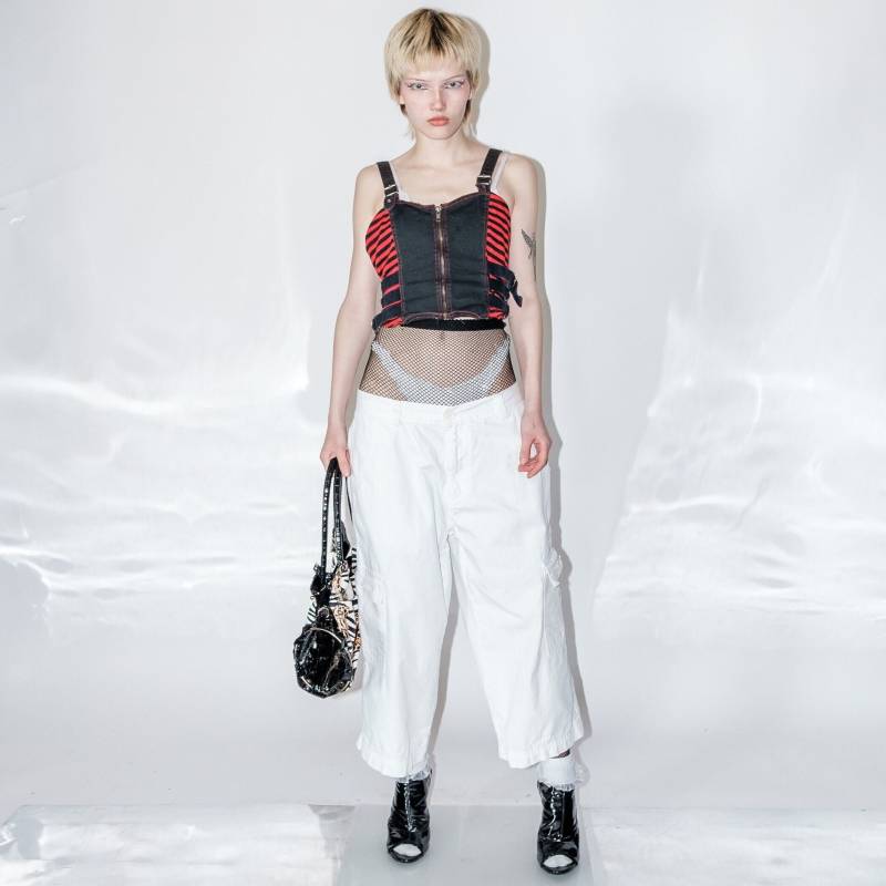 Vintage Y2K Cropped Weite Cargohose Aus Baumwolle Weiß von VOLGAVINTAGE