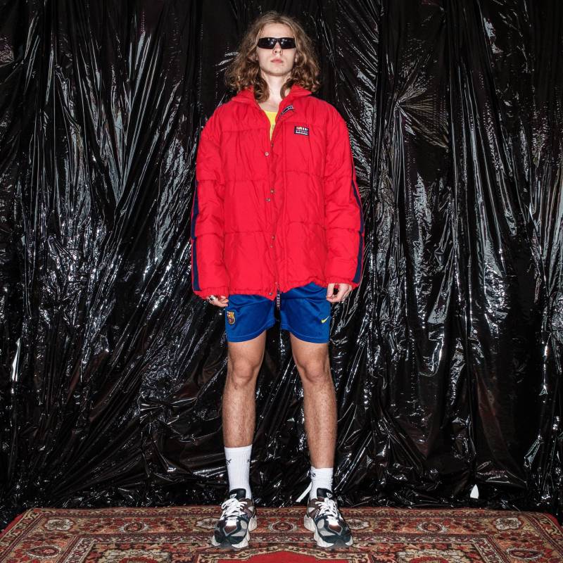 Vintage Y2K Große Winter Pufferjacke in Apfelrot von VOLGAVINTAGE