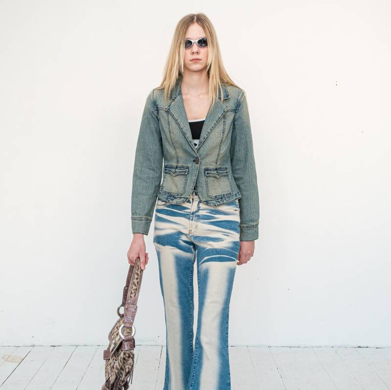 Vintage Y2K Jeansblazer Mit Kontraststich in Dirty Denim von VOLGAVINTAGE