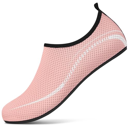 Badeschuh Damen Wasserschuhe Frauen Neoprenschuhe Strandschuhe Aquaschuhe Surfschuhe Schwimmschuhe Wassersportschuhe Barfuß Schuhe Leicht Hausschuhe. Rosa, 40 EU von VOLHAL