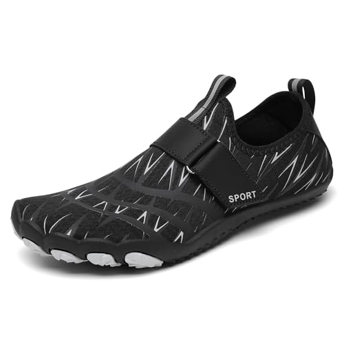Barfußschuhe Herren Damen Barfuss Sneaker Barfussschuhe Bequem Leicht Laufschuhe Straßenlaufschuhe Fitnessschuhe Traillaufschuhe Zero Drop Barefoot Shoes,Schwarz 35 EU von VOLHAL