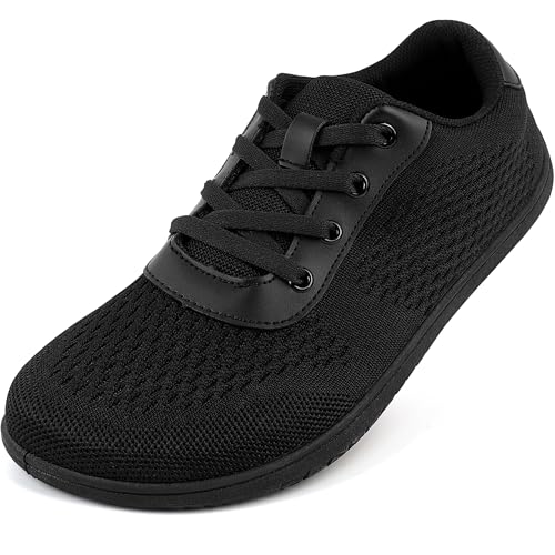 Barfußschuhe Herren Damen Barfuss Sneaker Barfussschuhe Bequem Leicht Laufschuhe Straßenlaufschuhe Fitnessschuhe Traillaufschuhe Zero Drop Barefoot Shoes,Schwarz 39 EU von VOLHAL