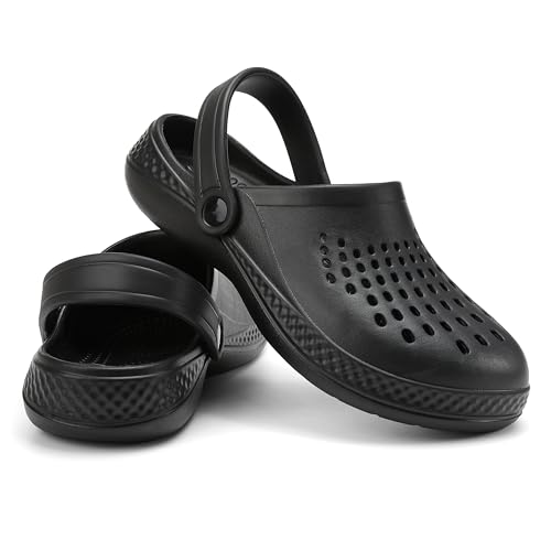 Hausschuhe Herren Clogs Gartenschuhe Sommer Badelatschen Sandalen Strand Schuhe Pantoletten-Flagship Black 44/45EU von VOLHAL