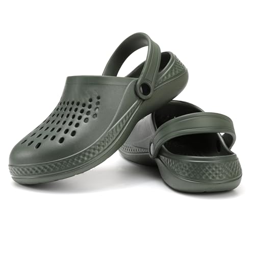 Hausschuhe Herren Clogs Gartenschuhe Sommer Badelatschen Sandalen Strand Schuhe Pantoletten-Flagship Green 40/41EU von VOLHAL