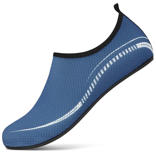 VOLHAL Badeschuh Damen Herren Wasserschuhe Neoprenschuhe Strandschuhe Aquaschuhe Surfschuhe Schwimmschuhe Wassersportschuhe Barfuß Schuhe Leicht Hausschuhe. Blau, 40 EU von VOLHAL