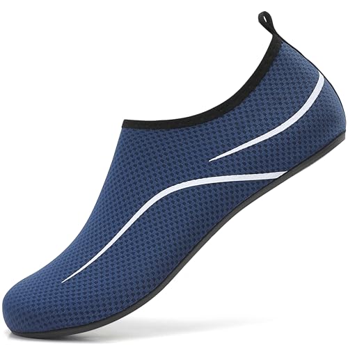 VOLHAL Badeschuh Damen Wasserschuhe Herren Neoprenschuhe Strandschuhe Aquaschuhe Surfschuhe Schwimmschuhe Wassersportschuhe Barfuß Schuhe Leicht Hausschuhe. Blau, 39 EU von VOLHAL