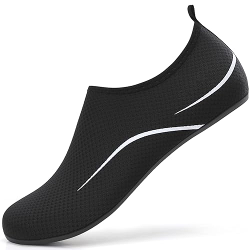 VOLHAL Badeschuh Damen Wasserschuhe Herren Neoprenschuhe Strandschuhe Aquaschuhe Surfschuhe Schwimmschuhe Wassersportschuhe Leicht Hausschuhe. Schwarz,39 EU von VOLHAL