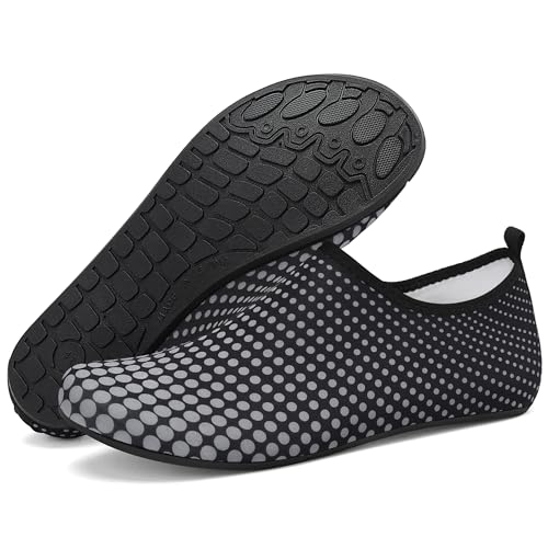 VOLHAL Badeschuhe Damen Herren Wasserschuhe Schnell Trocknend Schwimmschuhe rutschfest Strandschuhe für Strand,Pool,Meer,Wassersport,Surfen(Grau,44 EU) von VOLHAL