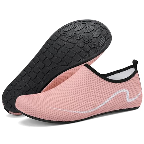 VOLHAL Badeschuhe Damen Herren Wasserschuhe Schnell Trocknend Schwimmschuhe rutschfest Strandschuhe für Strand,Pool,Meer,Wassersport,Surfen(Rosa,40 EU) von VOLHAL