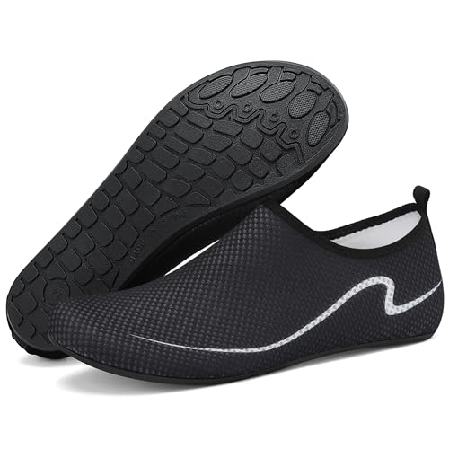 VOLHAL Badeschuhe Damen Herren Wasserschuhe Schnell Trocknend Schwimmschuhe rutschfest Strandschuhe für Strand,Pool,Meer,Wassersport,Surfen(Schwarz,38 EU) von VOLHAL