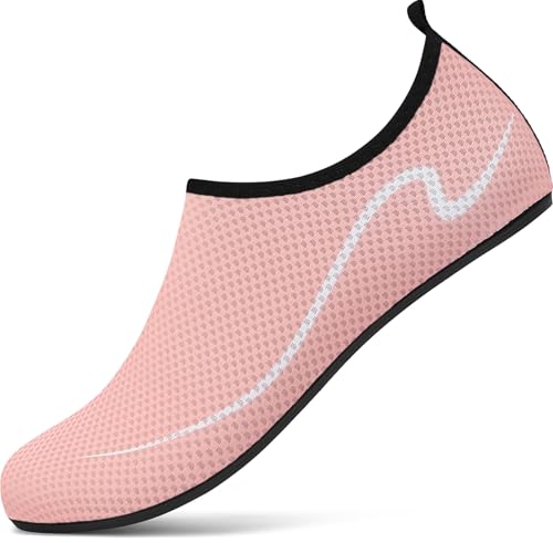 VOLHAL Badeschuhe Damen Wasserschuhe Herren Schwimmschuhe Schnell Trocknend Strandschuhe rutschfeste Aquaschuhe Leicht Surfschuhe für Beach Pool Yoga, Rosa 40 EU von VOLHAL