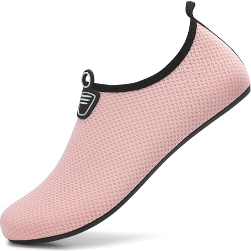 VOLHAL Badeschuhe Damen Wasserschuhe Herren Schwimmschuhe Schnell Trocknend Strandschuhe rutschfeste Aquaschuhe Leicht Surfschuhe für Beach Pool Yoga, Rosa 42 EU von VOLHAL