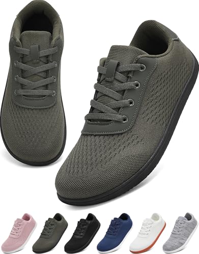 VOLHAL Barfußschuhe Damen Herren, Minimalistische Barfuss Schuhe mit Breiter Zehenbox & Zero Drop, Leichtgewicht Atmungsaktive Sneaker für Fitness, Wandern, Joggen & Alltag(Armeegrün, 43EU) von VOLHAL