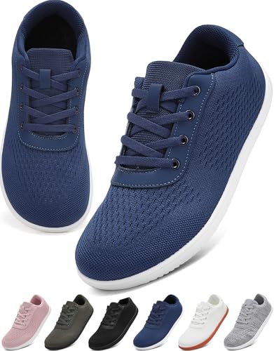 VOLHAL Barfußschuhe Damen Herren, Minimalistische Barfuss Schuhe mit Breiter Zehenbox & Zero Drop, Leichtgewicht Atmungsaktive Sneaker für Fitness, Wandern, Joggen & Alltag(Dunkelblau, 37EU) von VOLHAL