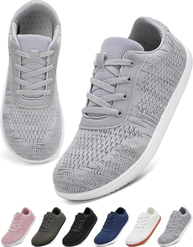 VOLHAL Barfußschuhe Damen Herren, Minimalistische Barfuss Schuhe mit Breiter Zehenbox & Zero Drop, Leichtgewicht Atmungsaktive Sneaker für Fitness, Wandern, Joggen & Alltag(Grau, 37EU) von VOLHAL