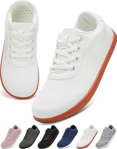 VOLHAL Barfußschuhe Damen Herren, Minimalistische Barfuss Schuhe mit Breiter Zehenbox & Zero Drop, Leichtgewicht Atmungsaktive Sneaker für Fitness, Wandern, Joggen & Alltag(Weiß, 41EU) von VOLHAL