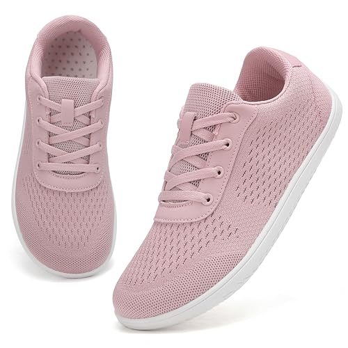 VOLHAL Barfuss Schuhe Damen Barfußschuhe Herren Barfussschuhe Fitnessschuhe Breites Zehendesign Wanderschuhe Straßenlaufschuhe Turnschuhe Gymnastikschuhe Atmungsaktiv rutschfest Leichte-Rosa 40EU von VOLHAL
