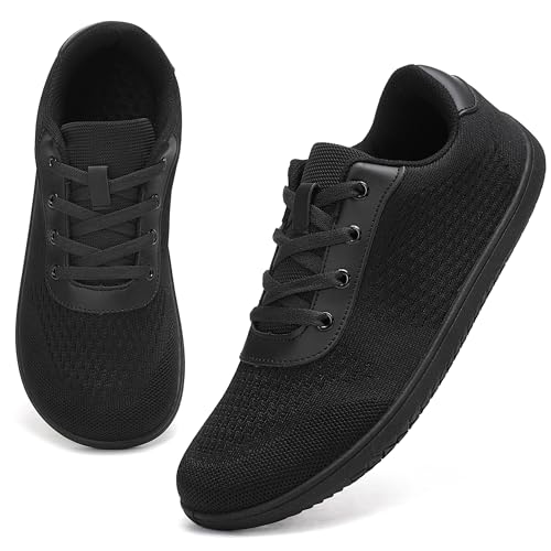 VOLHAL Barfuss Schuhe Damen Barfußschuhe Herren Barfussschuhe Fitnessschuhe Breites Zehendesign Wanderschuhe Straßenlaufschuhe Turnschuhe Gymnastikschuhe Atmungsaktiv rutschfest Leichte-schwarz 38EU von VOLHAL