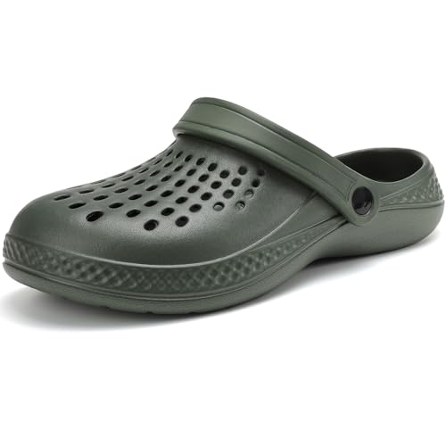 VOLHAL Clogs Herren Pantoletten Sommer Leicht Hausschuhe Atmungsaktiv Gartenschuhe rutschfest Weiche Strand Slippers Sandalen,(Grün,40/41 EU) von VOLHAL