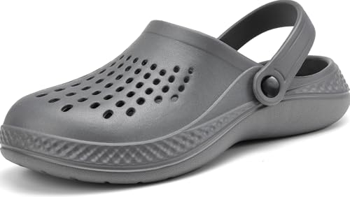 VOLHAL Clogs Herren Pantoletten Sommer Leicht Hausschuhe Atmungsaktiv Gartenschuhe rutschfest Weiche Strand Slippers Sandalen,(Grau,40/41 EU) von VOLHAL