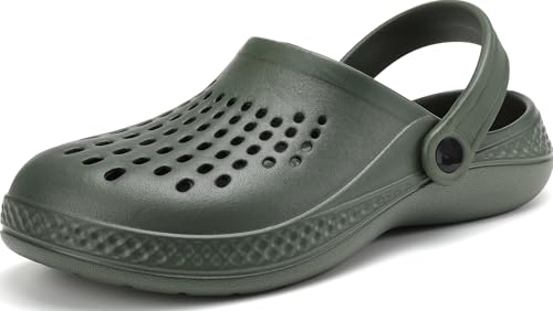 VOLHAL Clogs Herren Pantoletten Sommer Leicht Hausschuhe Atmungsaktiv Gartenschuhe rutschfest Weiche Strand Slippers Sandalen,(Grün,42/43 EU) von VOLHAL