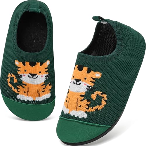 VOLHAL Hausschuhe Kinder Junge Leichte Rutschfeste Indoor Pantoffeln Mädchen Weich barfuss für Lauflernschuhe Kindergarten Slippers, Grün 30 EU von VOLHAL