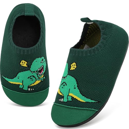 VOLHAL Hausschuhe Kinder Junge Leichte Rutschfeste Indoor Pantoffeln Mädchen Weich barfuss für Lauflernschuhe Kindergarten Slippers, Grün 33 EU von VOLHAL