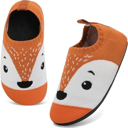 VOLHAL Hausschuhe Kinder Junge Leichte Rutschfeste Indoor Pantoffeln Mädchen Weich barfuss für Lauflernschuhe Kindergarten Slippers, Hellbraun 33 EU von VOLHAL