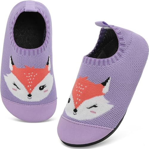VOLHAL Hausschuhe Kinder Junge Leichte Rutschfeste Indoor Pantoffeln Mädchen Weich barfuss für Lauflernschuhe Kindergarten Slippers, Lila 26 EU von VOLHAL