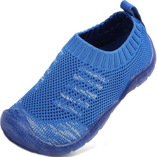 VOLHAL Hausschuhe Kinder Jungen Mädchen Atmungsaktive Pantoffeln Leicht Rutschfest Lauflernschuhe Kleinkinder Hüttenschuhe Slippers Barfußschuhe(Blau,24 EU) von VOLHAL