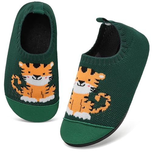 VOLHAL Hausschuhe Kinder Junge Leichte Rutschfeste Indoor Pantoffeln Mädchen Weich barfuss für Lauflernschuhe Kindergarten Slippers, Grün 26 EU von VOLHAL