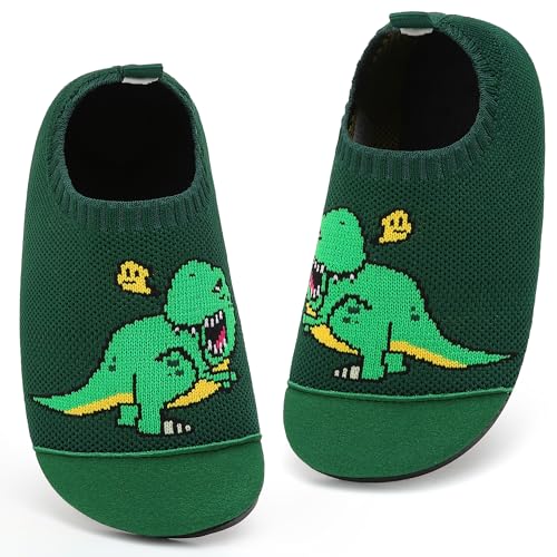 VOLHAL Hausschuhe Kinder Jungen Mädchen Atmungsaktive Pantoffeln Leicht Rutschfest Lauflernschuhe Kleinkinder Hüttenschuhe Slippers Barfußschuhe(Grün，29 EU) von VOLHAL