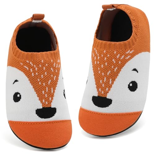 VOLHAL Hausschuhe Kinder Jungen Mädchen Atmungsaktive Pantoffeln Leicht Rutschfest Lauflernschuhe Kleinkinder Hüttenschuhe Slippers Barfußschuhe(Hellbraun，33 EU) von VOLHAL