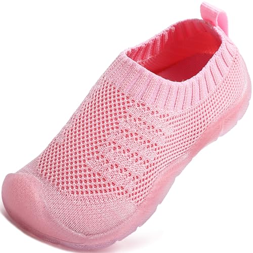 VOLHAL Hausschuhe Kinder Jungen Mädchen Atmungsaktive Pantoffeln Leicht Rutschfest Lauflernschuhe Kleinkinder Hüttenschuhe Slippers Barfußschuhe(Rosa,21 EU) von VOLHAL