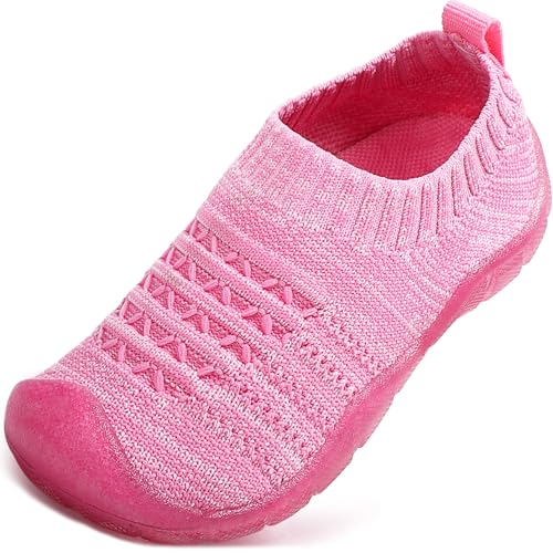 VOLHAL Hausschuhe Kinder Jungen Mädchen Atmungsaktive Pantoffeln Leicht Rutschfest Lauflernschuhe Kleinkinder Hüttenschuhe Slippers Barfußschuhe(Rosa,26 EU) von VOLHAL