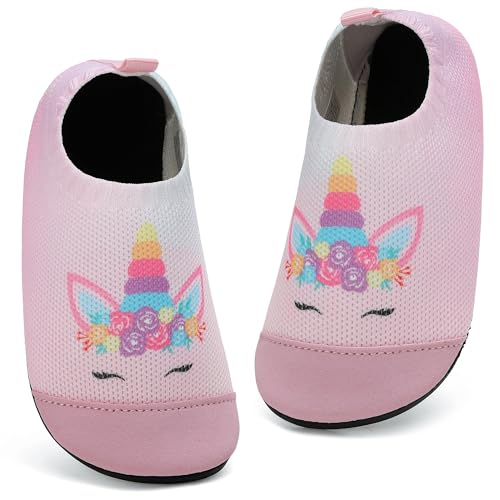 VOLHAL Hausschuhe Kinder Jungen Mädchen Atmungsaktive Pantoffeln Leicht Rutschfest Lauflernschuhe Kleinkinder Hüttenschuhe Slippers Barfußschuhe(Rosa,30 EU) von VOLHAL