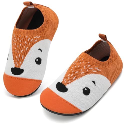 VOLHAL Hausschuhe ​Kinder Mädchen Junge Barfussschuhe Pantoffeln Lauflernschuhe ​Rutschfest ​Kindergarten für Atmung saktive​ Weich Kleinkinder Schuhe ​Unisex(Eichhörnchenbraun 20EU) von VOLHAL