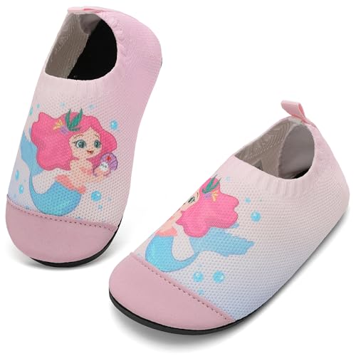 VOLHAL Hausschuhe ​Kinder Mädchen Junge Barfussschuhe Pantoffeln Lauflernschuhe ​Rutschfest ​Kindergarten für Atmung saktive​ Weich Kleinkinder Schuhe ​Unisex(Meerjungfrau Farbverlauf 28EU) von VOLHAL