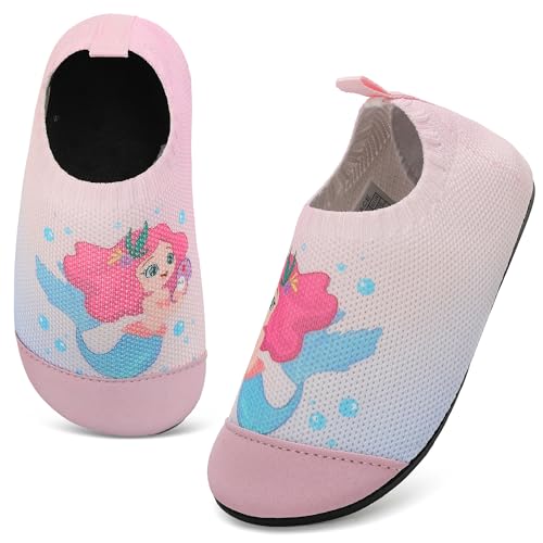 VOLHAL Hausschuhe Kinder Junge Leichte Rutschfeste Indoor Pantoffeln Mädchen Weich barfuss für Lauflernschuhe Kindergarten Slippers, Gradient Rosa 31 EU von VOLHAL