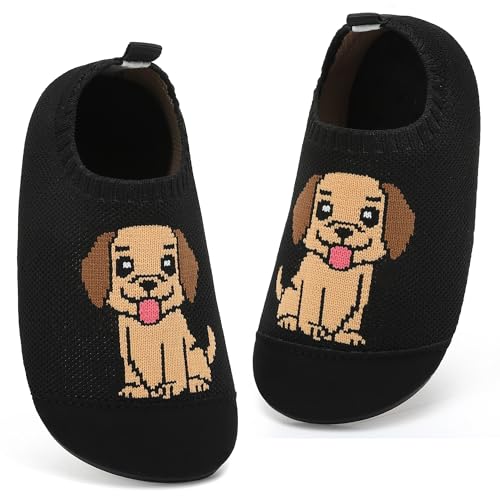 VOLHAL Hausschuhe Kinder Mädchen Jungen Atmungsaktive Pantoffeln Leicht Rutschfest Lauflernschuhe Kleinkinder Hüttenschuhe Slippers Barfußschuhe(Schwarz,24 EU) von VOLHAL