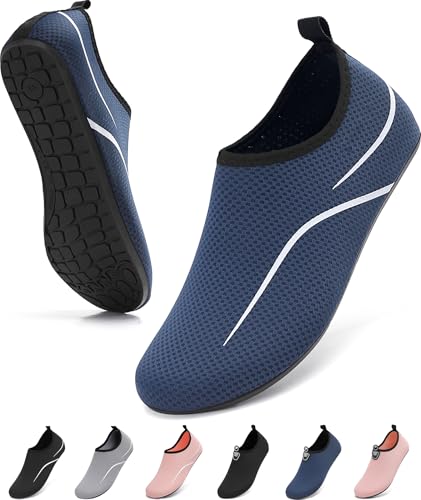 VOLHAL Wasserschuhe Herren Badeschuhe Damen Schwimmschuhe Schnell Trocknend Strandschuhe rutschfeste Aquaschuhe Leicht Surfschuhe für Beach Pool Yoga, Blau 36 EU von VOLHAL