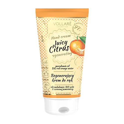 Vegane Handcreme | Reichhaltige Creme für trockene & strapazierte Haut | 97% aus natürlichen Inhaltsstoffen |Made in Europa| Naturkosmetik für alle Hauttypen (Macadamia & Orange, 1 Stück) von VOLLARE COSMETICS