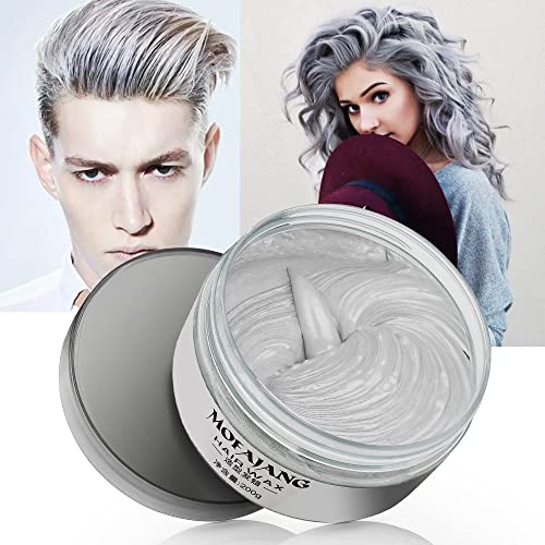 Temporäre Haarfarbe, 200g Styling Haartone für Männer Frauen, Natürliche Frisur Pomade, Temporäre Haarfärbemittel Wachs für Party, Cosplay & Halloween, 7,05 Unzen (Silbergrau 200g) von VOLLUCK