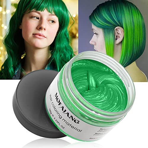 Temporäre Haarfarbe , Styling Haartone für Männer Frauen, Natürliche Frisur Pomade, Haarfärbemittel Wachs für Party, Cosplay & Halloween, 4,23 Unzen (Grün) von VOLLUCK