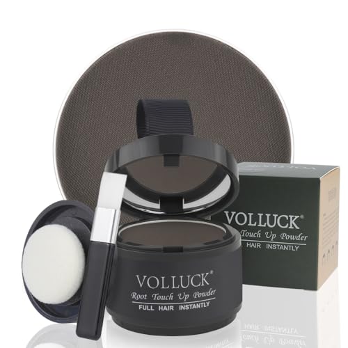 VOLLUCK Ansatzpuder - Haarpuder Haaransatz volumen für Frauen und Männer, Haarverdichtung Hair Styling Powder Haaransatz Kaschieren als Wasserfestes Haar Make-up - 4g（Dunkelbraun） von VOLLUCK